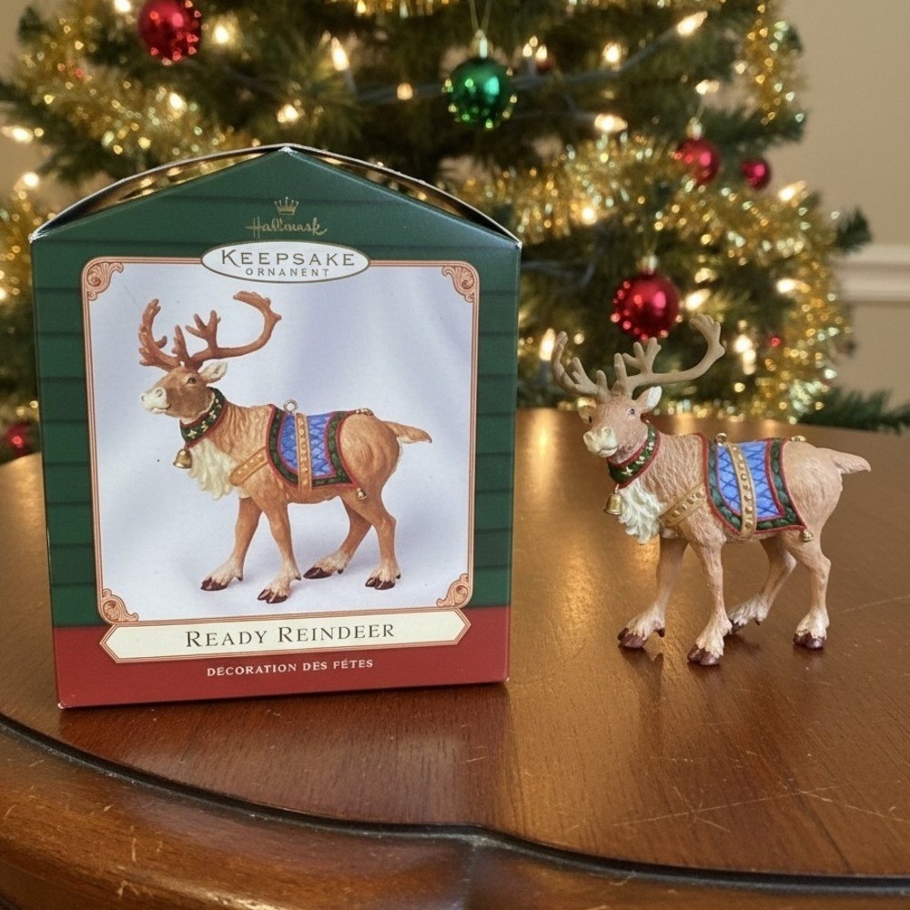 Hallmark "Ready Reindeer" Christmas Ornament, Santa Riding Reindeer, Vintage